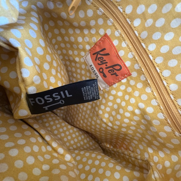 Fossil Keyper Key Per Purse Handbag Coated Textile Leather Trim Floral - Picture 6 of 9